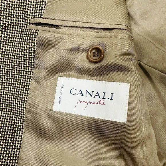 Canali Proposta Bernini Wool Blazer Sport Coat Jacket Hound Raven Brown 46R